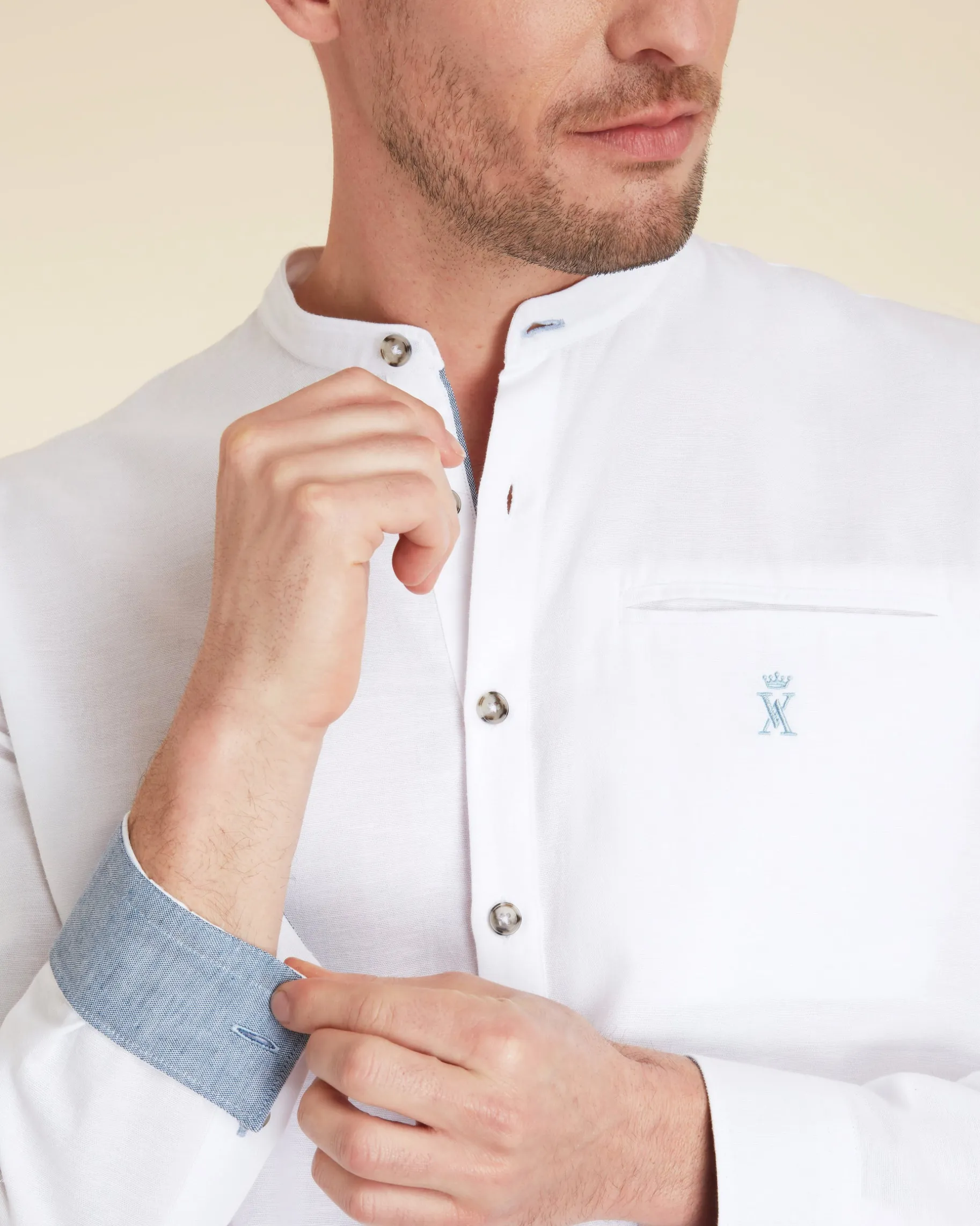 Homme Vicomte A Chemises^Chemise Regular à Col Tunisien